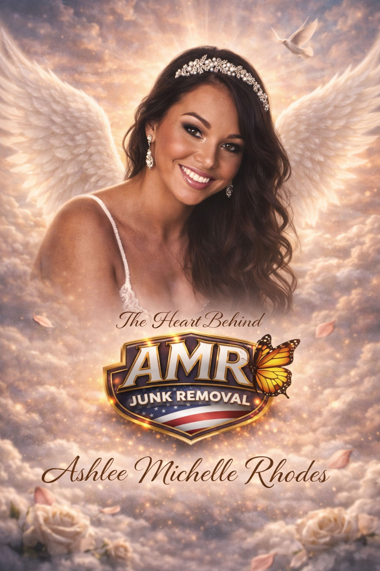 Memorial portrait of Ashlee Michelle Rhodes, the heart behind AMR Junk Removal